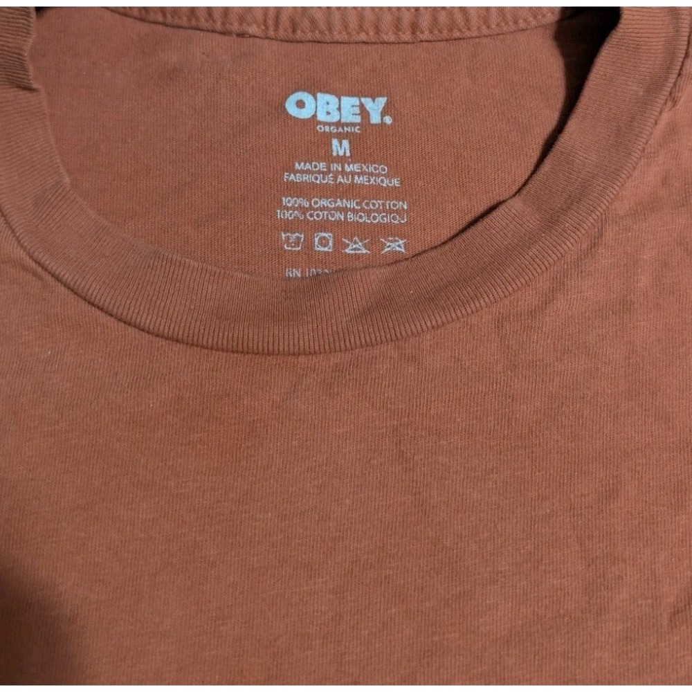 Obey Flower Face Graphic T Shirt Mens M Orange Streetwear Organic Cotton‎ - Picture 4 of 6